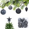 Komplet 19 Bombek Choinkowych Kamai Christmas Decoration® - Kolor Antracyt z Gwiazdą na Czubek